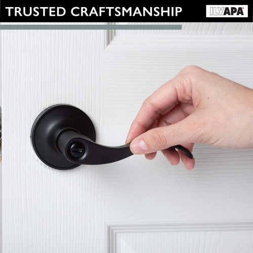 Privacy Door Lever for Bed/Bath - Wave, Matte Black Reversible Interior Keyle... - Picture 3 of 8