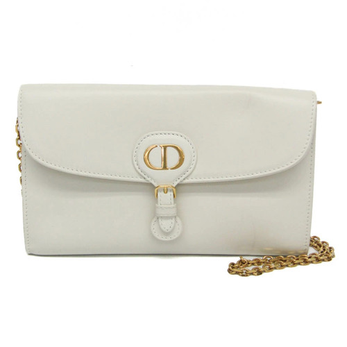 Christian Dior Bobby East West Chain Shoulder Bag Women's Leather White From Jap