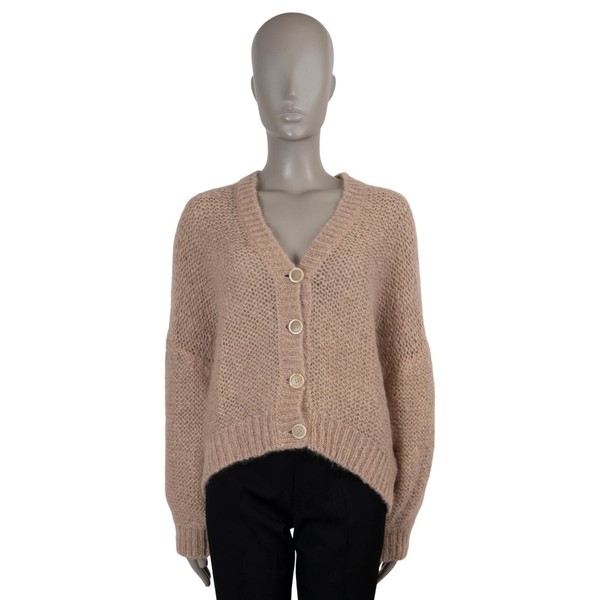 73038 Auth BRUNELLO CUCINELLI Nude Alpaka 2020 Grobstrick Cardigan Pullover S