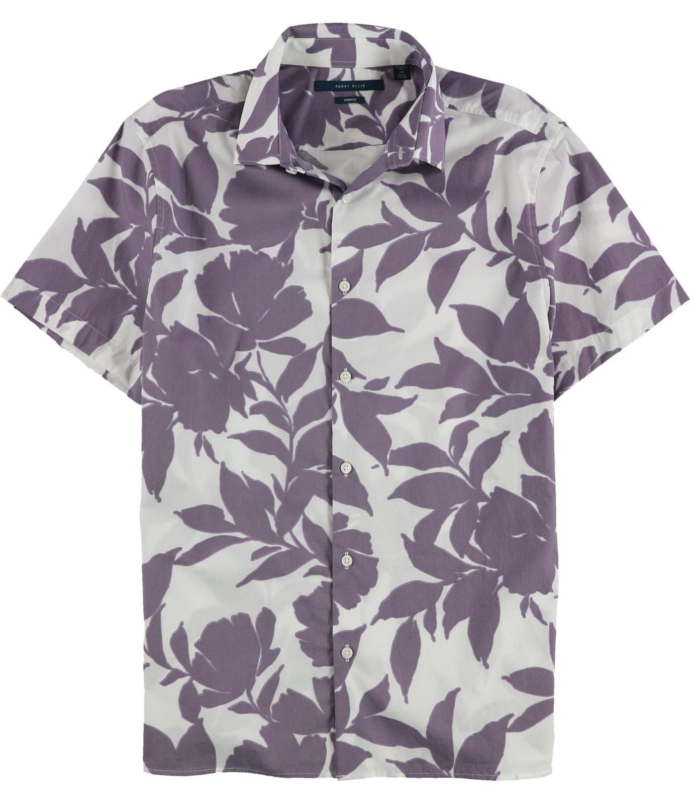 Мужская эластичная рубашка на пуговицах Perry Ellis, фиолетовая, большого размера