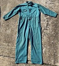 Vintage BIG MAC Coveralls Mens 46L Green Herringbone Twill Workwear Jumpsuit