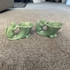 Pair Of McCoy Pottery Green Glazed Squirrel And Corucupia Planter — photo 1