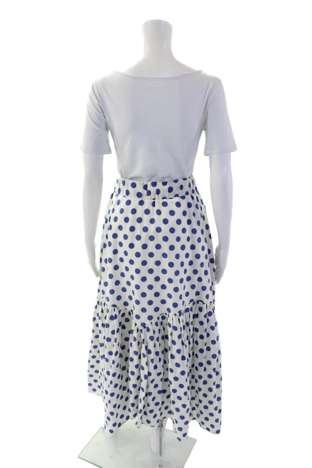 Falda midi acampanada blanca con estampado de lunares de algodón The Westside para mujer talla S Foto 3 de 4