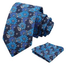 Mens 3.15'' Colorful Flower Necktie and Pocket Square Set Wedding Casual Rust...