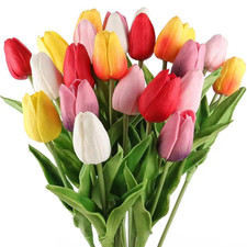 13.8 In. Multi-Colored Indoor Artificial Tulip Flower, 18-Pieces