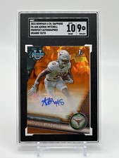 2023 Bowman Chrome Sapphire ADONAI MITCHELL Orange Cracked Ice 1st AUTO #10/25