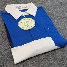 Criquet Shirt Men L Blue White Color Block Polo Organic Cotton Golf NWT