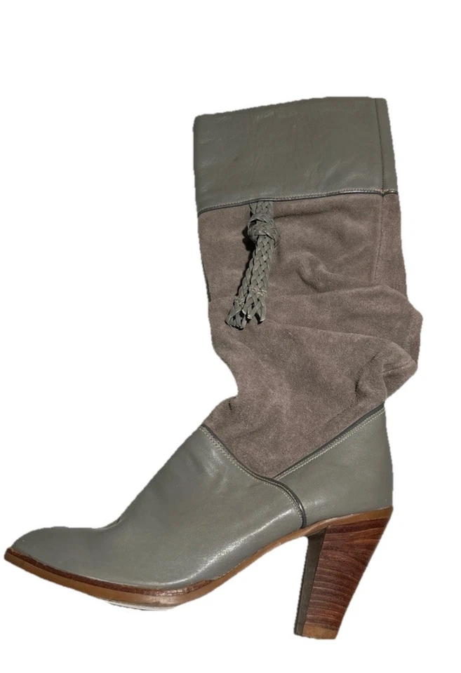 Botas vaqueras de cuero gris vintage DINGO para mujer talla 7M (6-6,5) tacón de 3,5" Foto 2 de 4