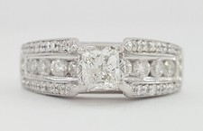 Princess Cut Diamond 1 ct Channel Set Engagement Ring 14k White Gold