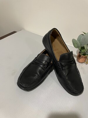 GEOX MADE IN ITALY MEN SHOES BLACK LEATHER LOAFERS SIZE 40 (US 7.5)