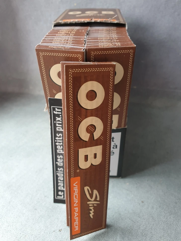 feuille à rouler OCB slim virgin ,10 carnets de 32 feuilles + 1 briquet offert