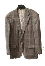 Vintage Polo Ralph Lauren Mens Blazer Sport Coat Houndstooth Plaid 42L Wool Silk