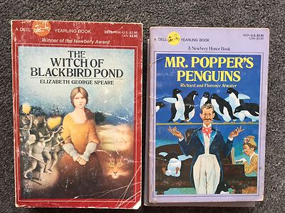 2 Books Mr. Popper's Penguins Richard Florence Atwater Witch of Blackbird Pond