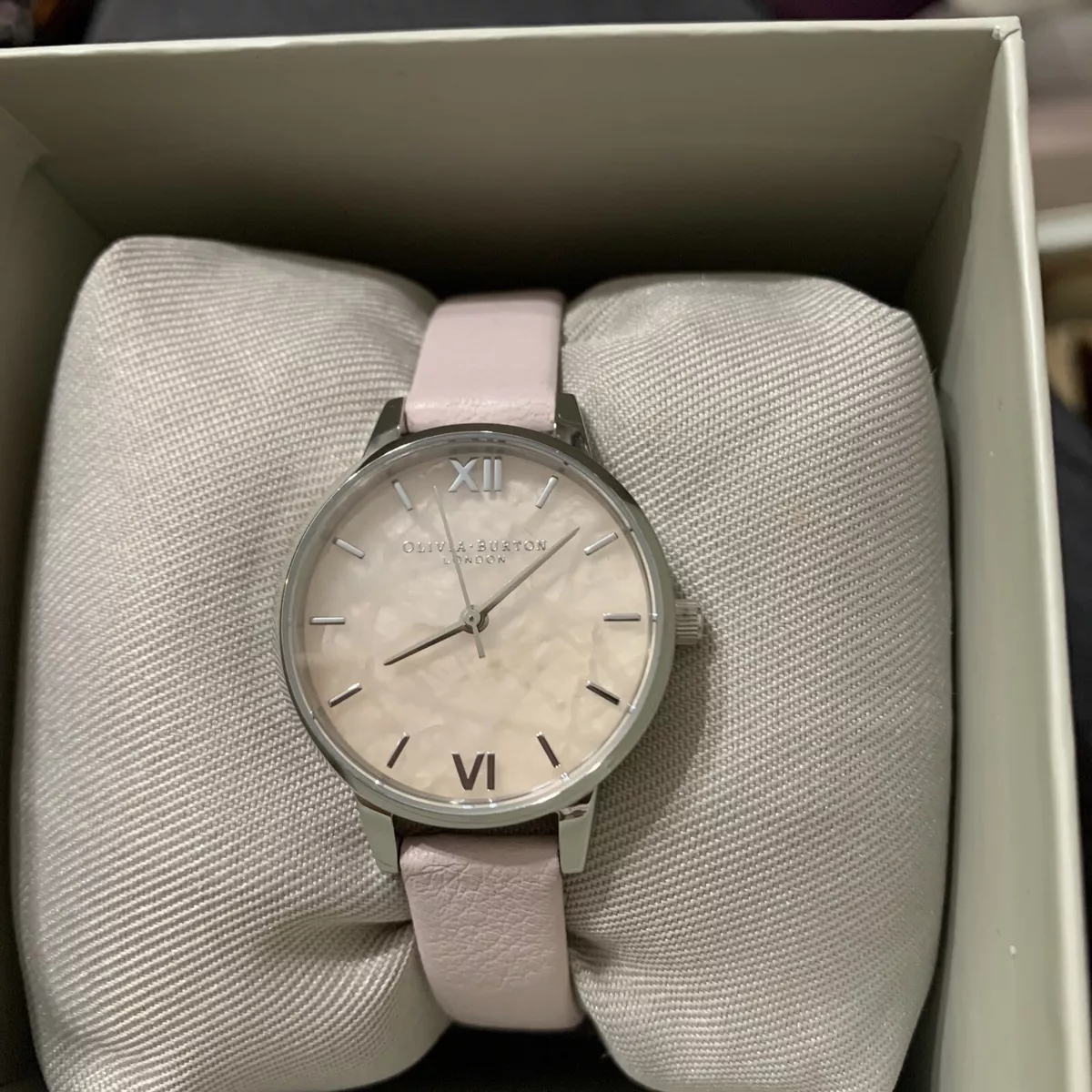 NEW OLIVIA BURTON Rose Quartz Ladies Watch Semi precious Silver