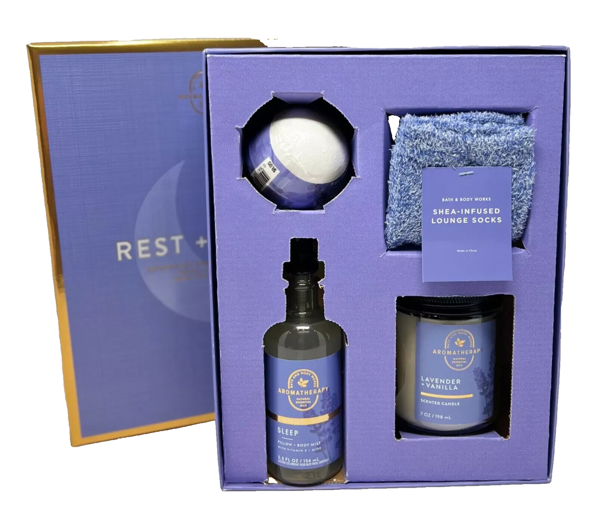 Bath & Body Works Rest & Renew Lavender Aromatherapy Set Candle