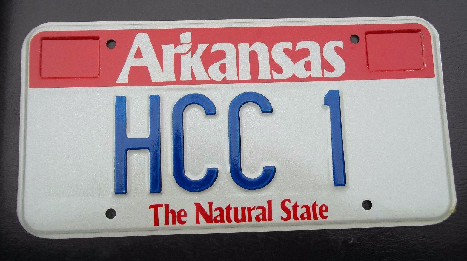 ARKANSAS VANITY LICENSE PLATE " HCC 1 " HAL HARVEY HENRY HANK CARTER