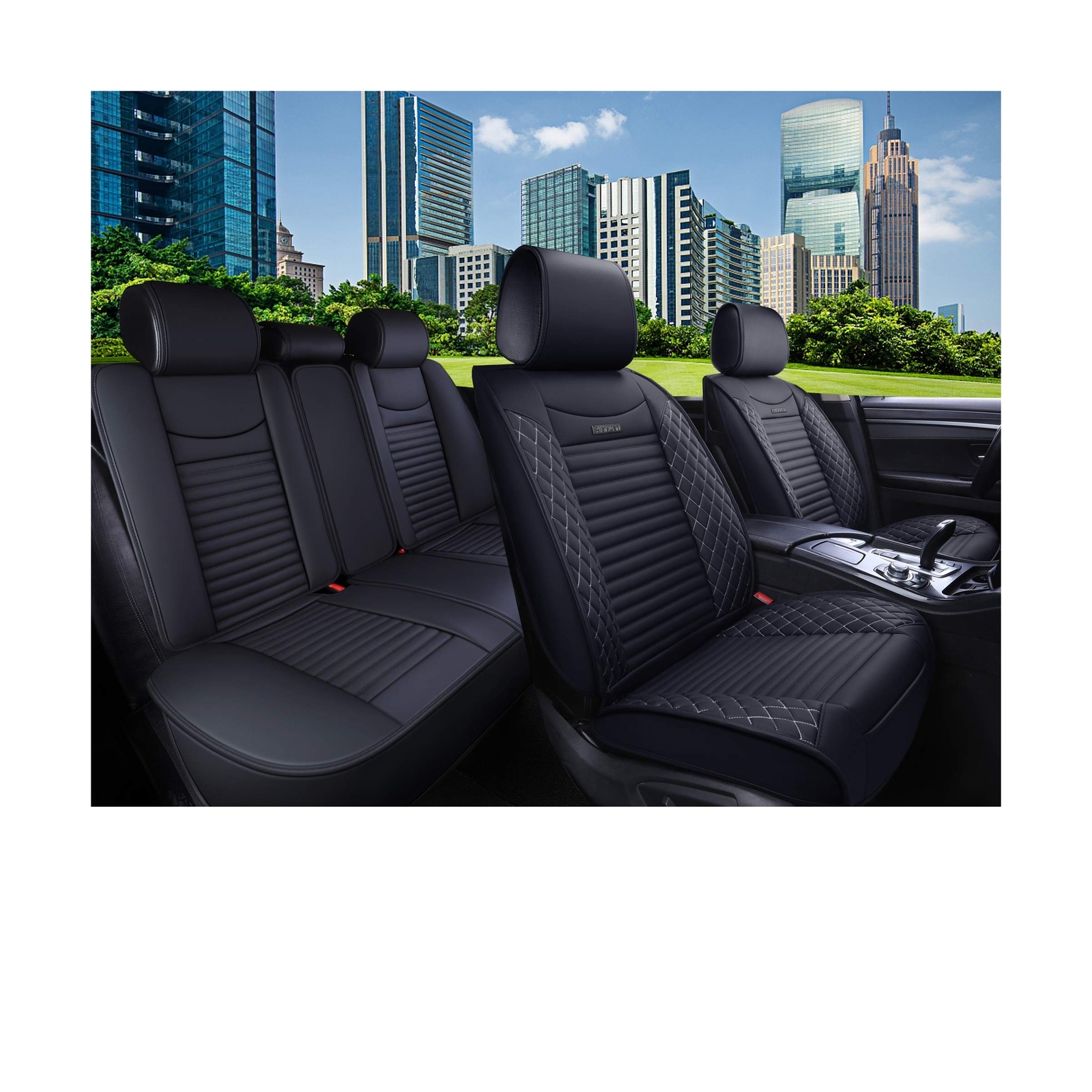 Aierxuan 5 Car Seat Covers Full Set Waterproof Leather Universal for