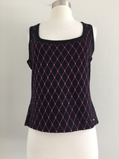 ST.JOHN SPORT BY MARIE GRAY BLACK PINK KNIT SLEEVELESS TOP SIZE S MADE IN USA
