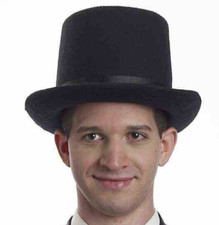 Deluxe Black Felt Top Hat Dickens Caroler Steampunk Coachman Adult Accessory
