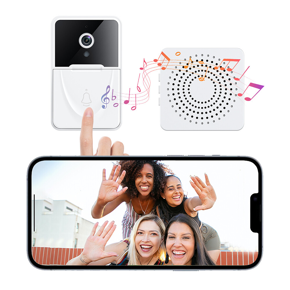 Wireless Security Smart WiFi Doorbell Intercom Video Camera Door Ring Bell Chime-image