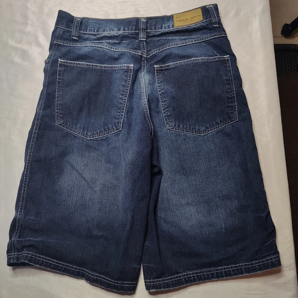 Pantalones cortos de mezclilla de diseñador FOCUS 70 para hombre talla 34 azul 13" Foto 4 de 4