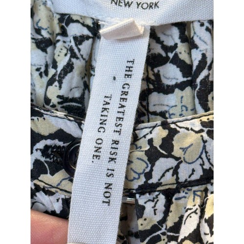 Apiece Apart Women's Size XS Black Beige Cobano Floral Mini Dress Split Neck - 第 13/15 張圖片