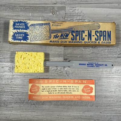 Vintage Vernco Grange Mutual Insurance Advertising SPIC-N-SPAN Dish Wand MCM