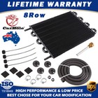 Racing Engine Transmission Oil Cooler & Hose & Mounting Kit Universal 8 Row 6 AN