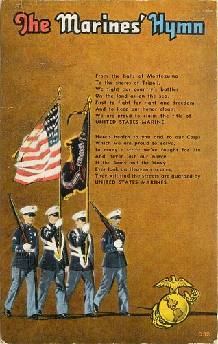 WW2 The Marines' Hymn - US Military Patriotic Postcard