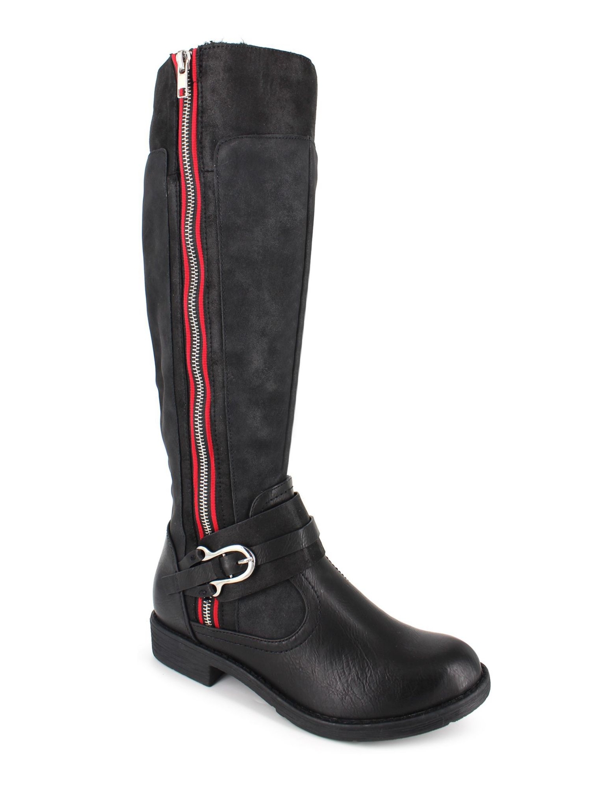 ZIGI SOHO Womens Black Faux Firm Trim Stripes Stephany Riding Boot 7.5 M