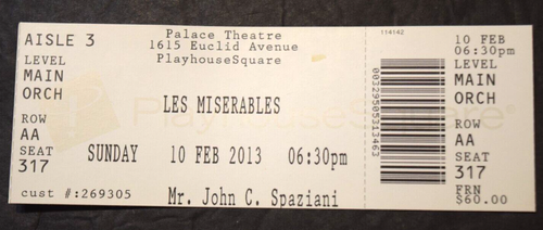 HAUPTKLEID TICKET STUB: "PALAST THEATER - Playhouse Square", (CLE), gebraucht, #2 - Bild 2 von 3