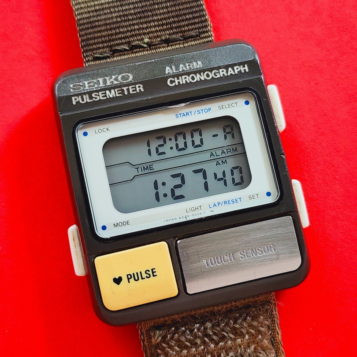Seiko PulseMeter Watch Vintage Rare Running S229-5001 Alien