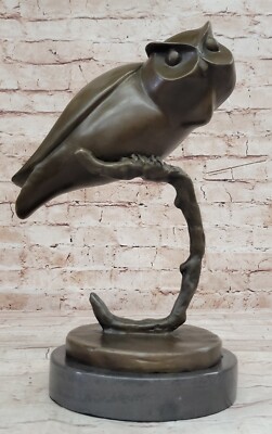 Unterzeichnet Original Evan Stein Eule Skulptur Auf Marmor Basis Figur
