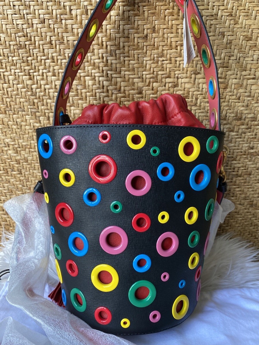 Moschino black multi colored grommet bucket Bag | eBay