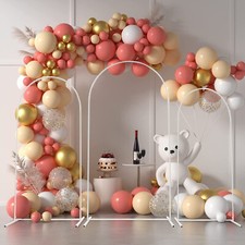 3X Arch Backdrop Stand Set Wedding Arch Stand Backdrop Decor w/ Pink Covers US