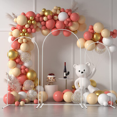 3X Arch Backdrop Stand Set Wedding Arch Stand Backdrop Decor with Pink Covers US