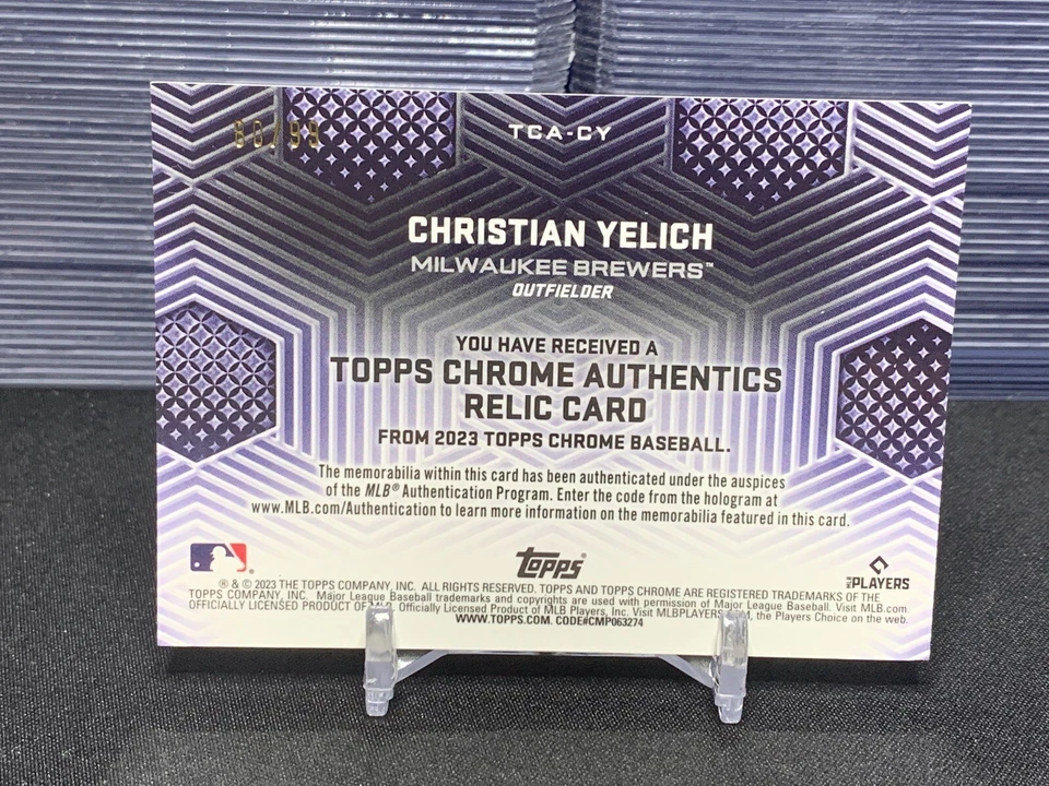 2023 Topps Chrome Christian Yelich Authentics Game Used Relic Green Parallel /99 - Image 2 of 2