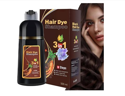 DARK BROWN Hair Dye Shampoo 3 in 1 Instant Herbal Ingredients NEW SEALED