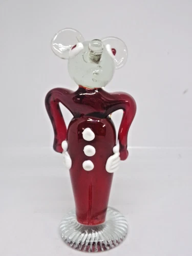 Vintage 1950's Archimede Seguso Red Murano Art Glass Mouse Figurine Whimsical