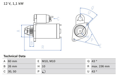 Bosch 0 986 022 280 Starter for Mercedes-Benz