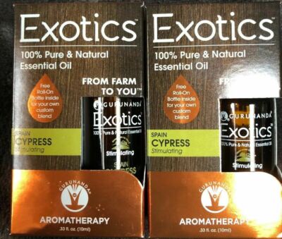 Lot of 2 Gurunanda Exotics Pure Natural Essential Oil Spain Cypress Stimulating