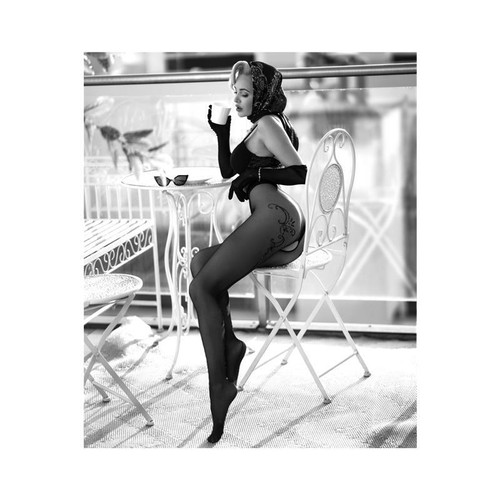 Ballerina Damen Ouvert Strumpfhose mit Muster Schwarz #AC1421 - Bild 5 von 21