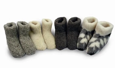 Natural Sheep Wool Boots Cozy Foot Slippers Sheepskin Womens Ladies Merino 3-16