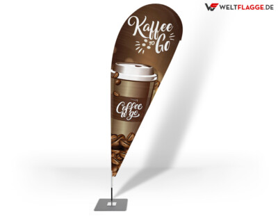 Kaffee to Go Beachflag - Werbefahne inkl Druck und Mast in verschiedenen Größen