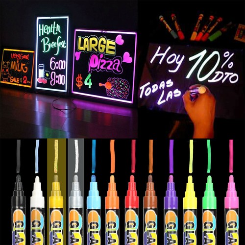 8-colors Neon Liquid Chalk Pen Marker Reversible for Blackboard Black Sign Glass - 第 5/13 張圖片