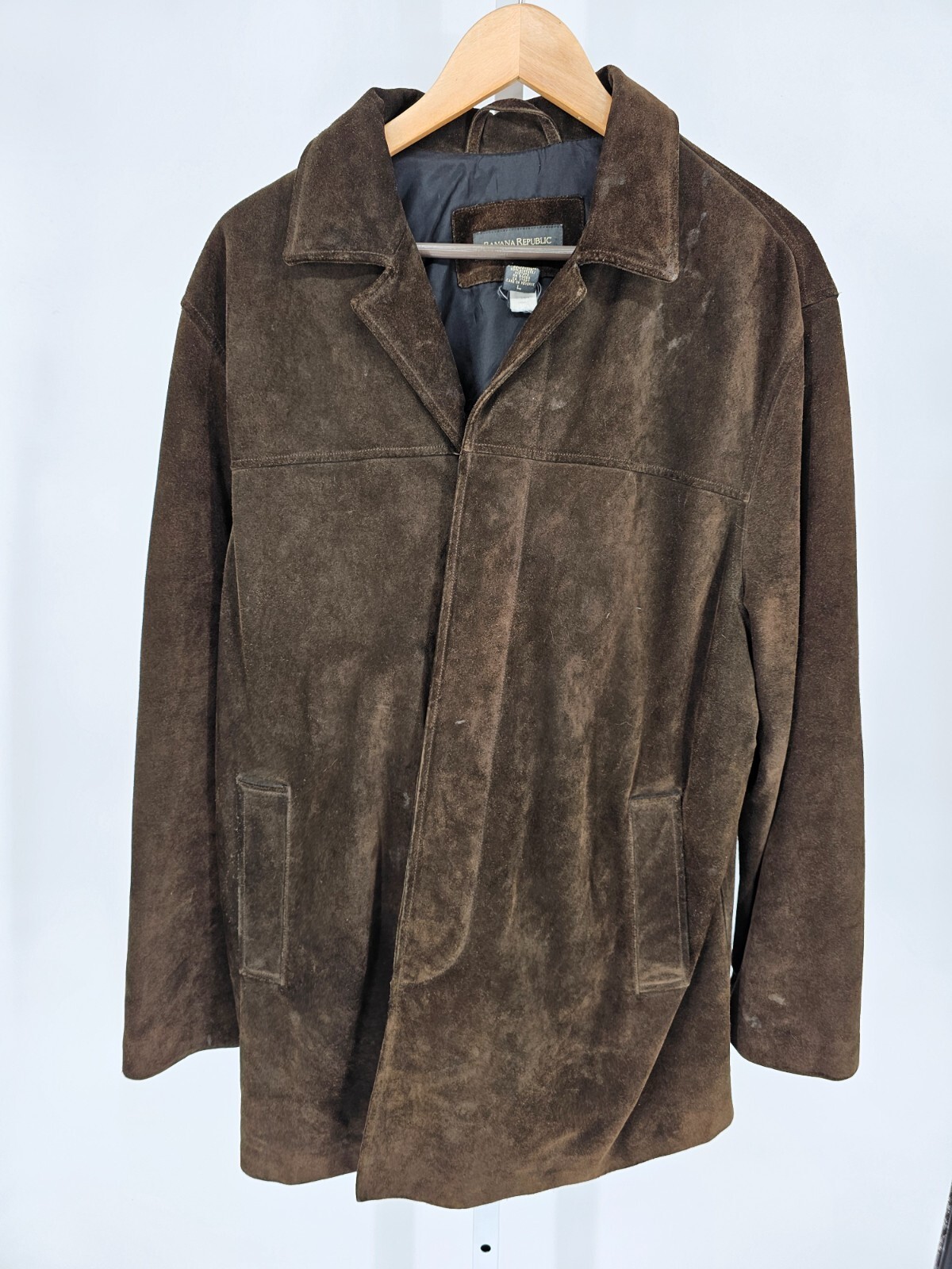 Banana Republic, Vintage 1990s Banana Republic Mens Sz L 100% Suede Leather Jacket Brown