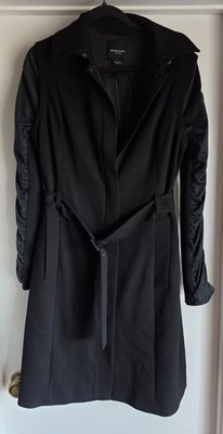 Marciano Women's Coat Size L Black Solid Collared Long Sleeve Classic Overcoat