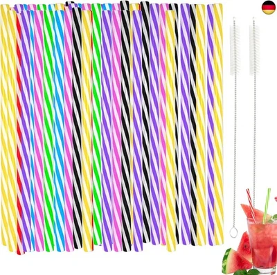 MARKE TAIXING 60 Stück Bunt Strohhalme Plastik, 7 Farben Hart Strohhalme Wiederverwendbar mit