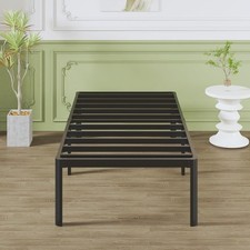 Metallbett 90x200 cm Einzelbett mit Stauraum Runden Beinen Schwarz