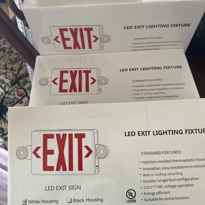 TANLUX Red Exit Sign, LED Emergency Exit Light with Battery Backup, UL Listed...